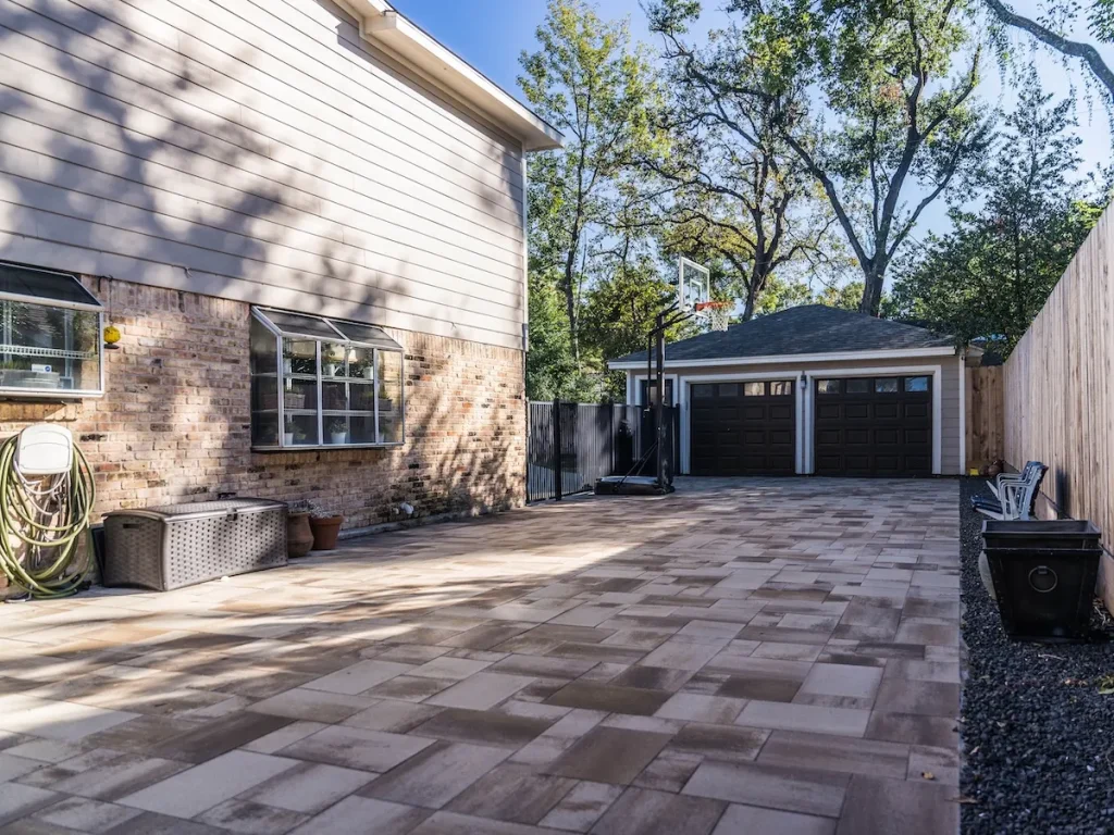 drive paver installation project with nice brown bricks